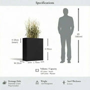 75cm Long Zinc Galvanised Polished Black 90cm Tall Trough Planter